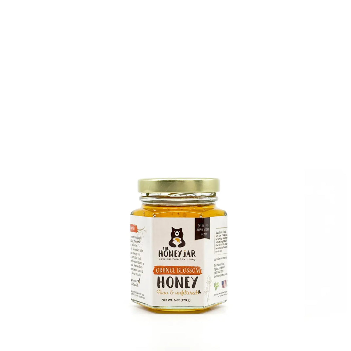 Orange Blossom Honey - Raw and Unfiltered - 6 oz Hex · Set of 24