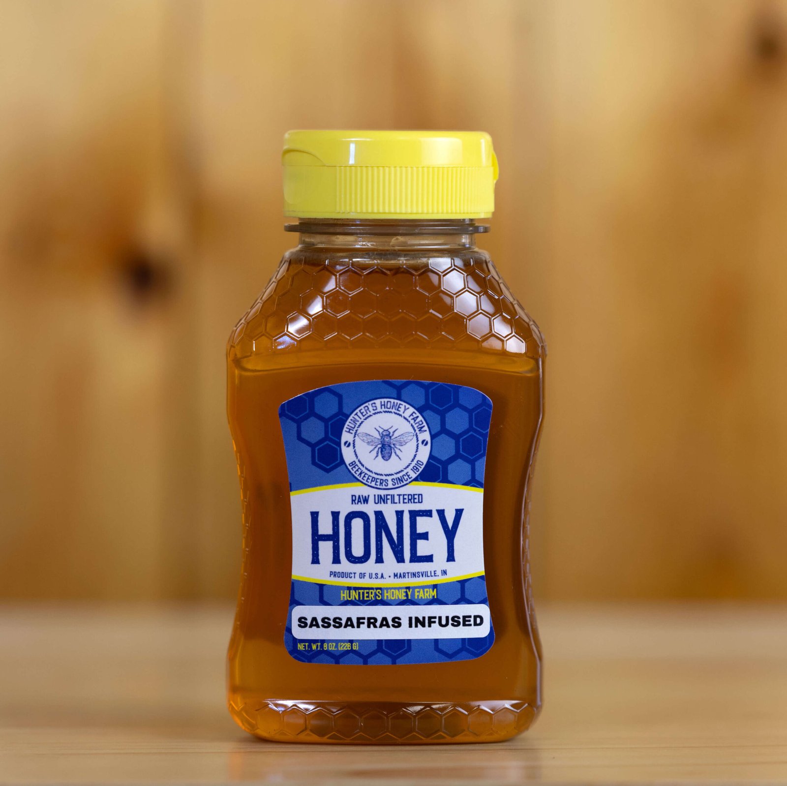 Sassafras Infused Raw Honey · Bottle Size: 8 oz