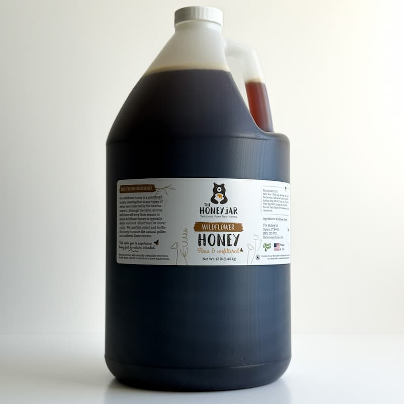 Utah Wildflower Honey - Raw and Unfiltered Bulk - 1 gallon (12lbs) · Gallon Jug