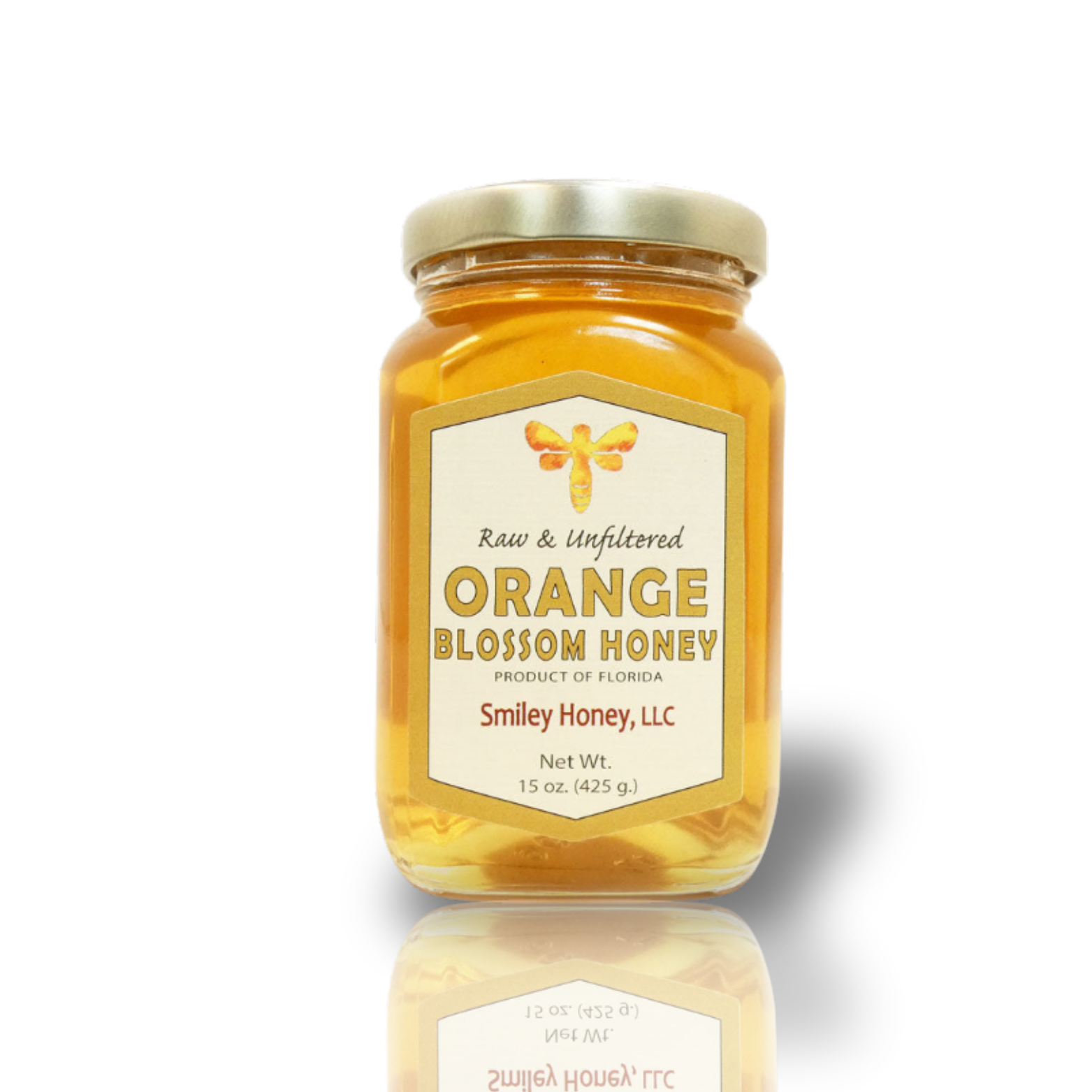 Orange Blossom Honey · 2 ounce glass hex - case of 24 jars