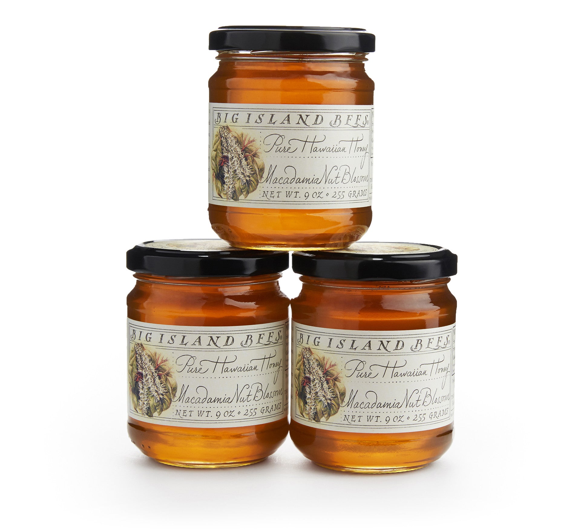 Macadamia Nut Blossom Honey · 9 oz Glass Jar - 3 count