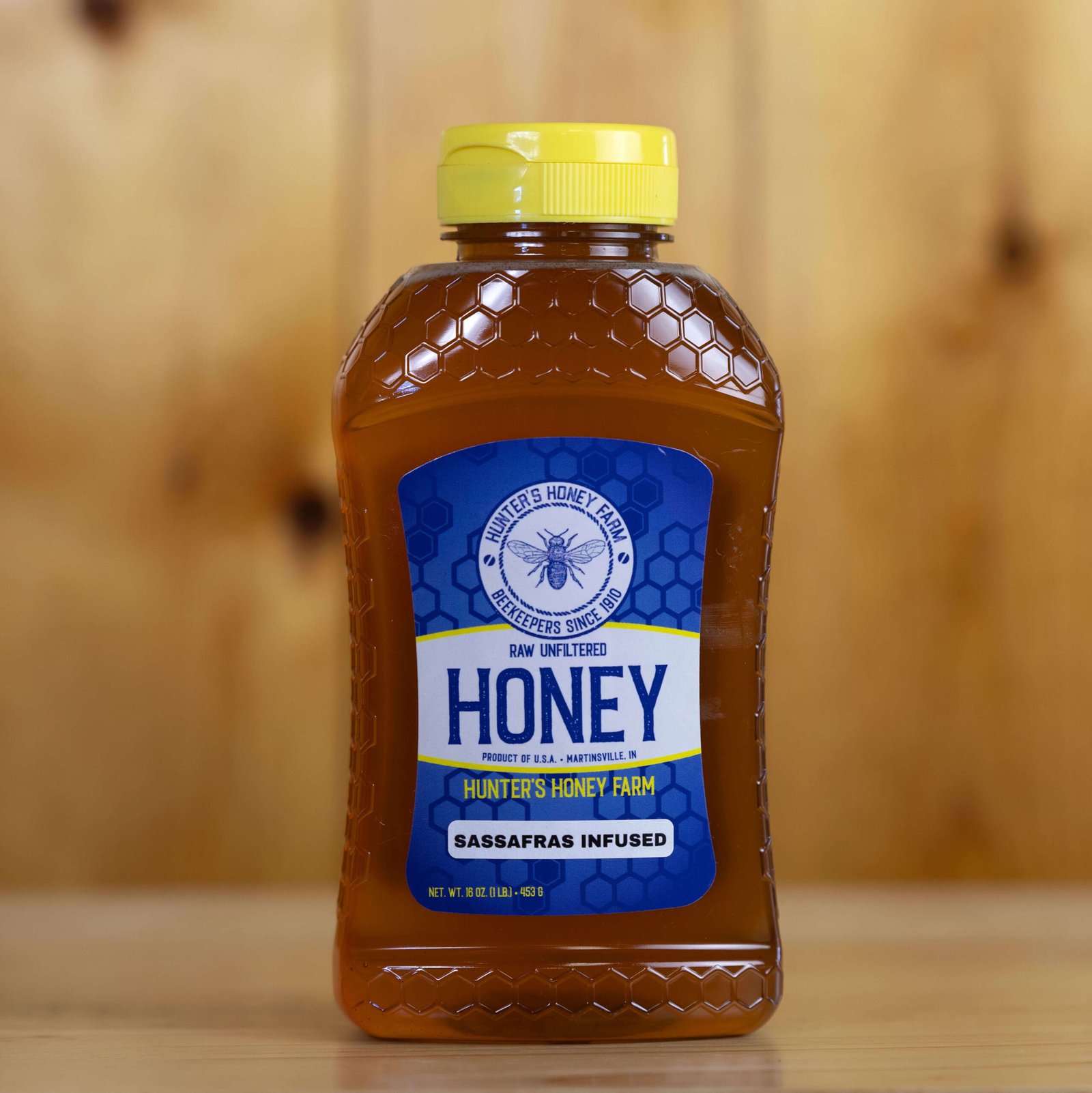 Sassafras Infused Raw Honey · Bottle Size: 1 lb