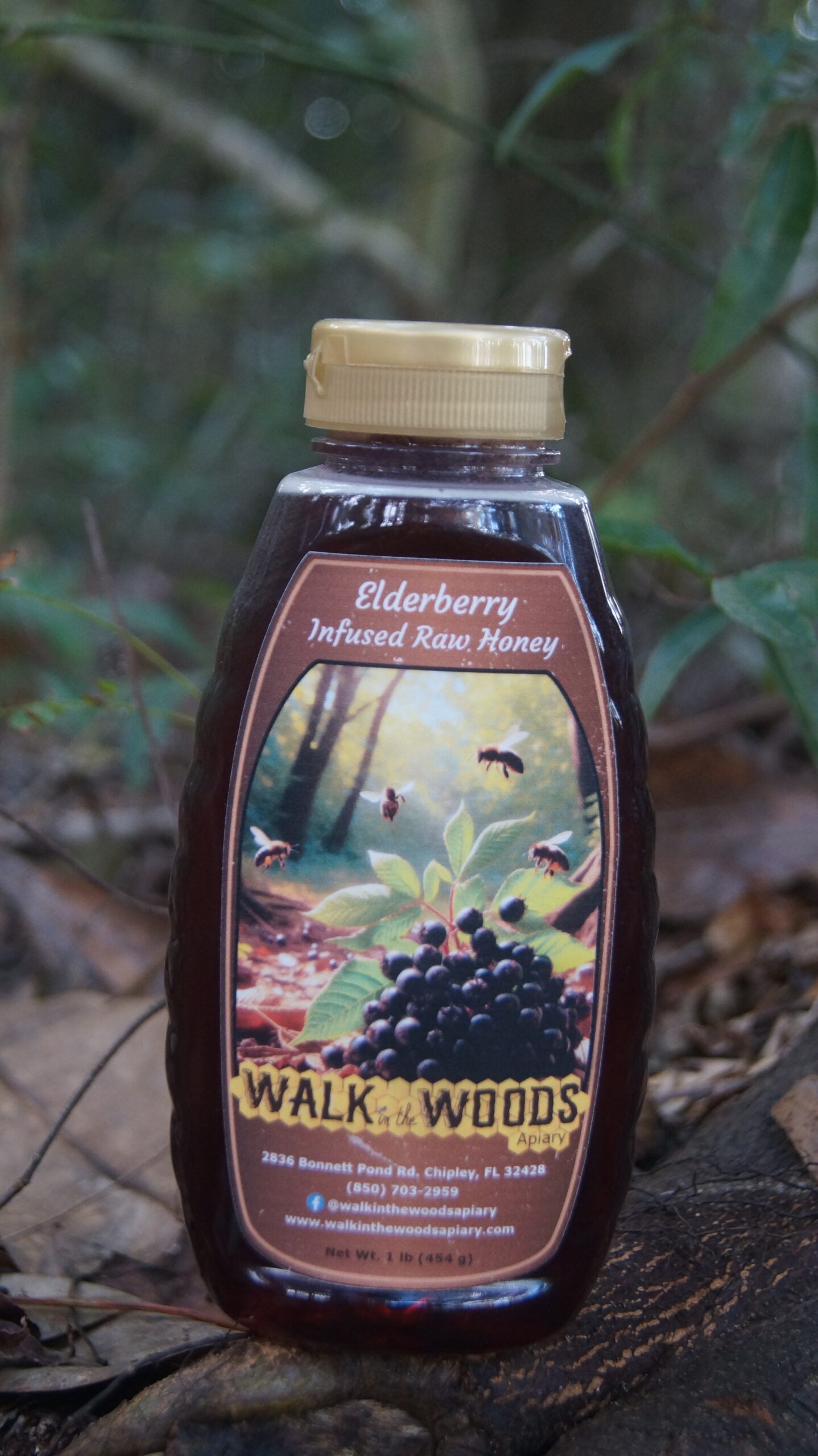 1lb Elderberry Infused Raw Honey