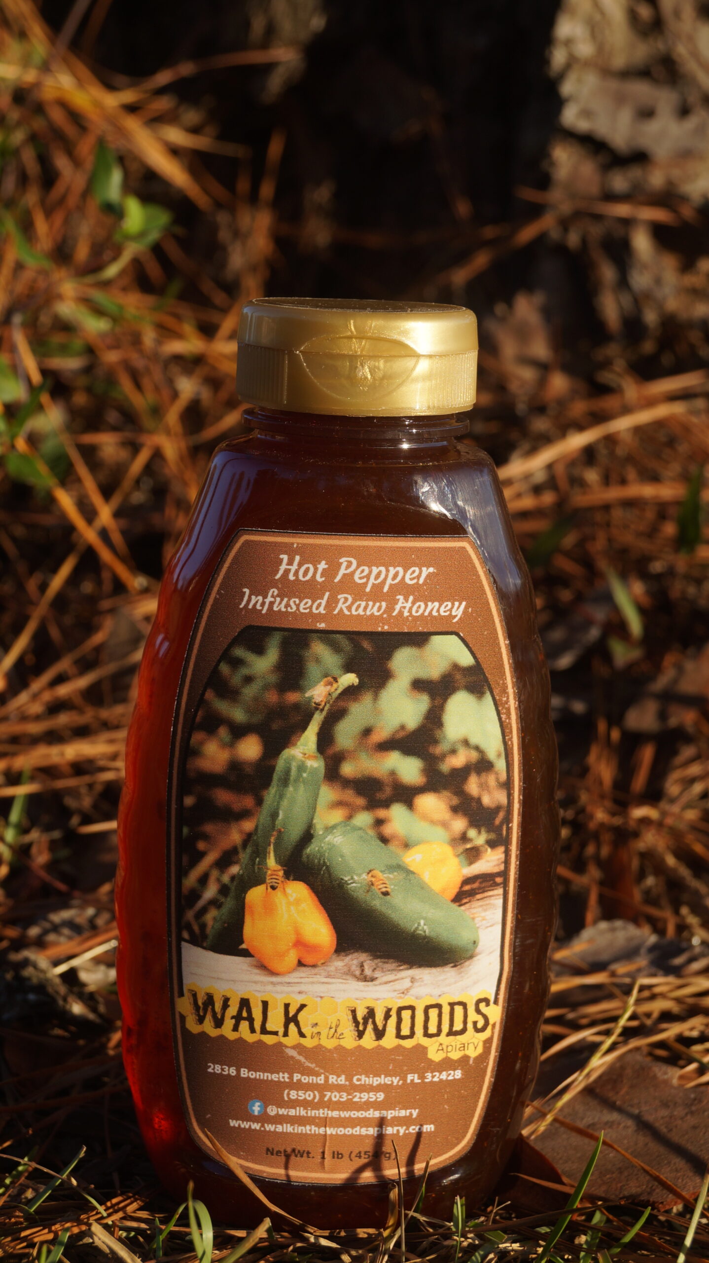 1lb Hot Pepper Infused Raw Honey · Heat Level: Medium (Chipotle Pepper)