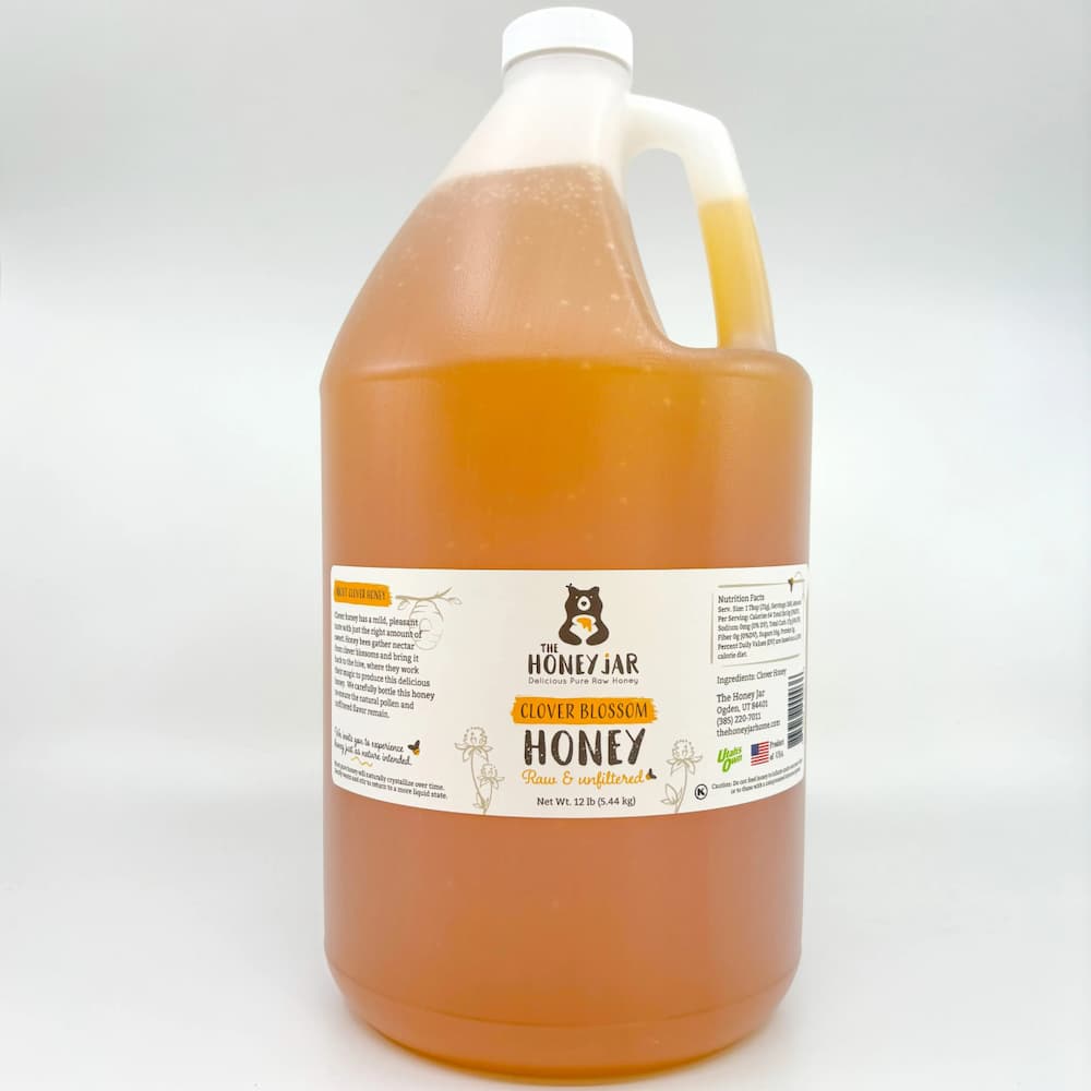 Clover Honey - Raw and Unfiltered Bulk - 1 gallon (12lbs) · Gallon Jug