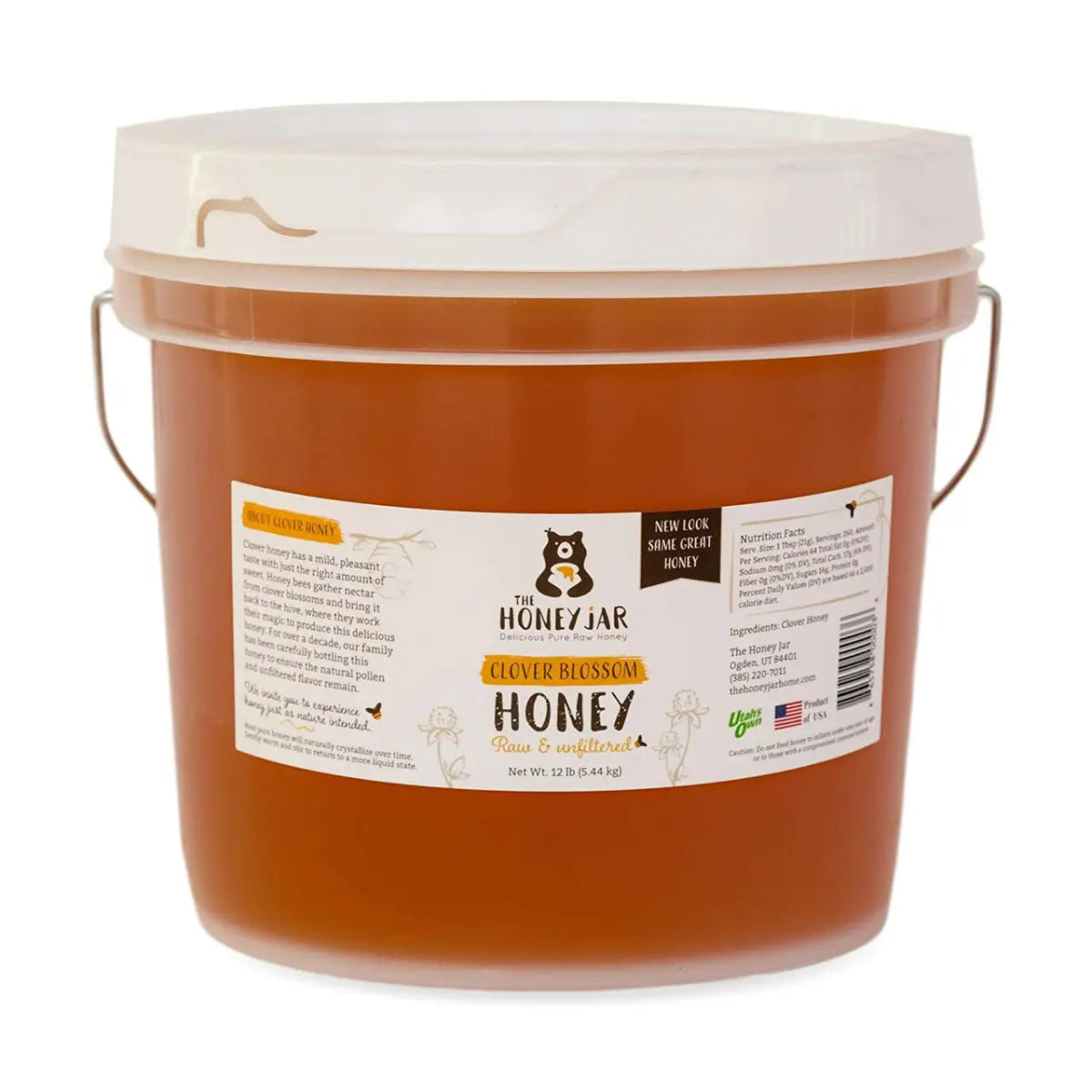 Clover Honey - Raw and Unfiltered Bulk - 1 gallon (12lbs) · Gallon Bucket