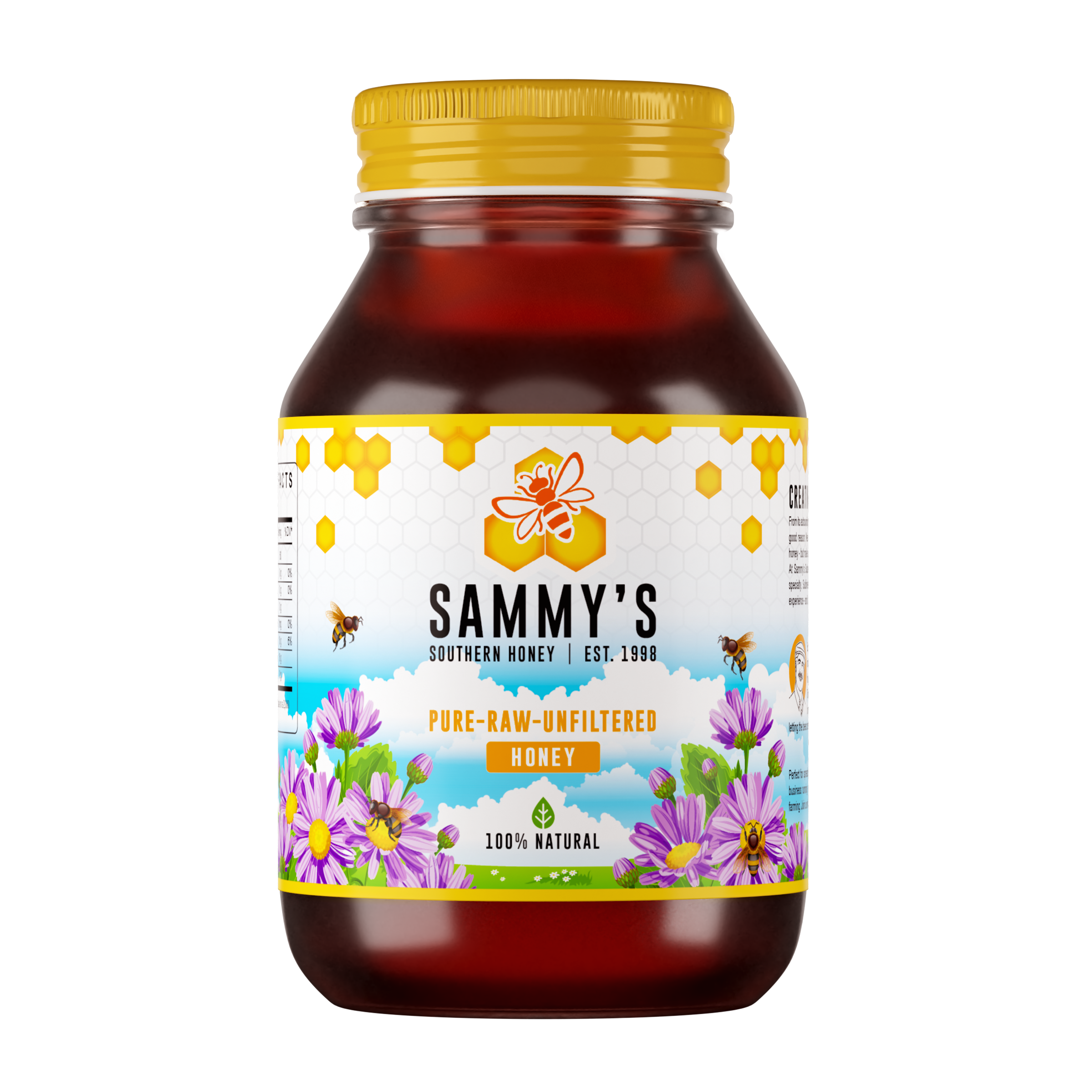 Unfiltered, and Raw Honey - Glass Jars · Net Wt. 46 oz