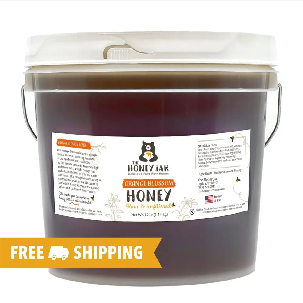 Orange Blossom Honey - Raw and Unfiltered Bulk - 1 gallon (12lbs)