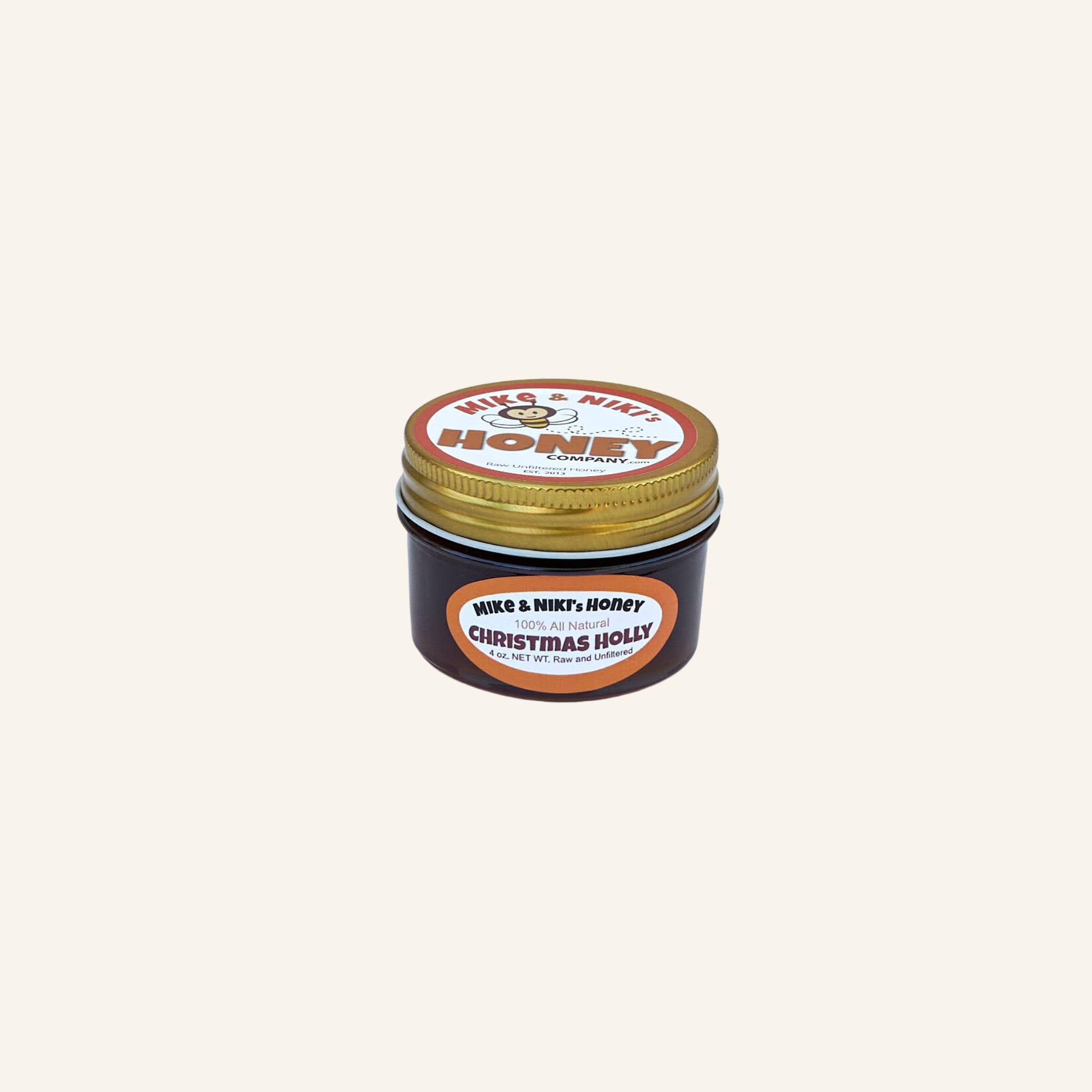 Christmas Holly Honey – Small (4oz) Scoop-able Glass