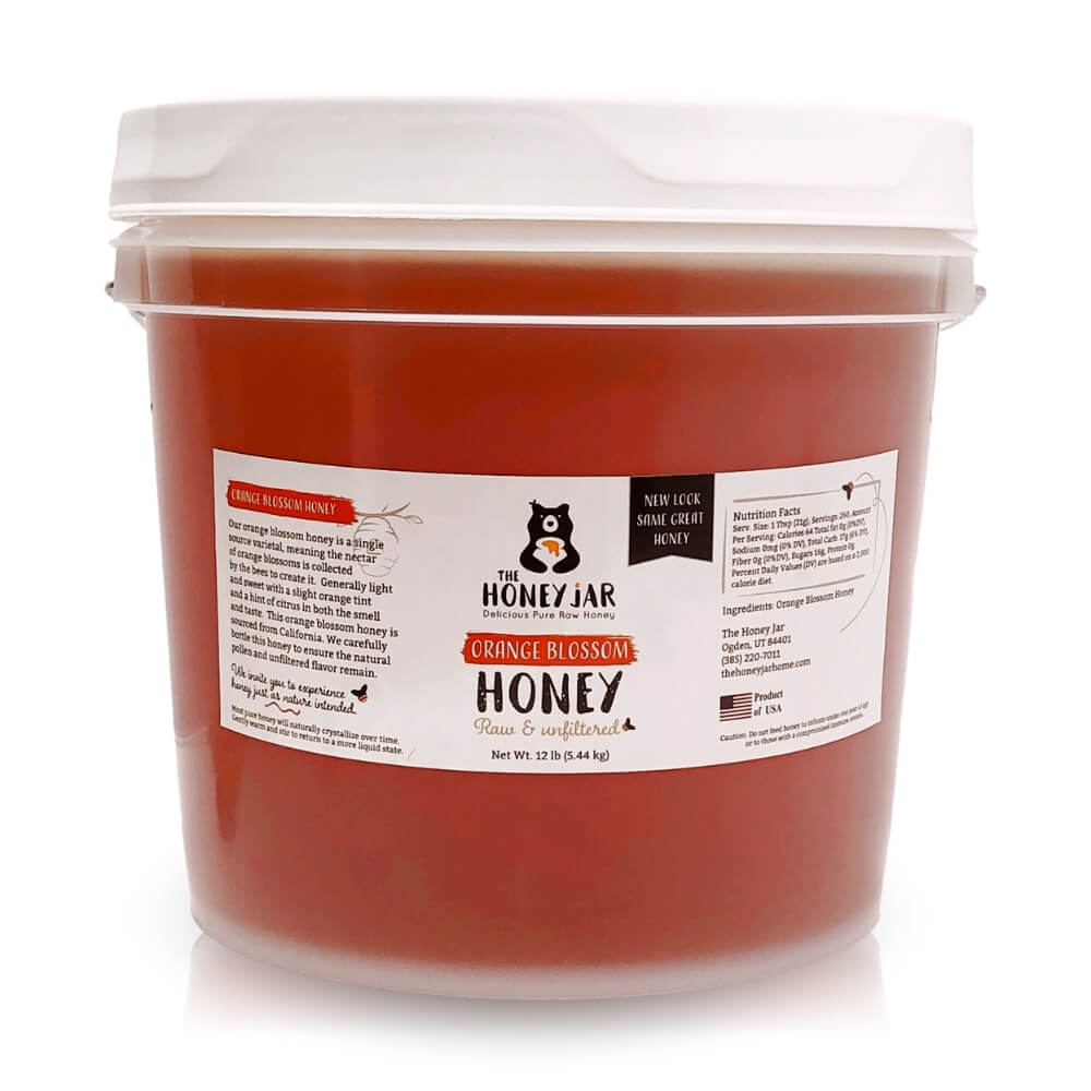 Orange Blossom Honey - Raw and Unfiltered Bulk - 1 gallon (12lbs) · Gallon Bucket