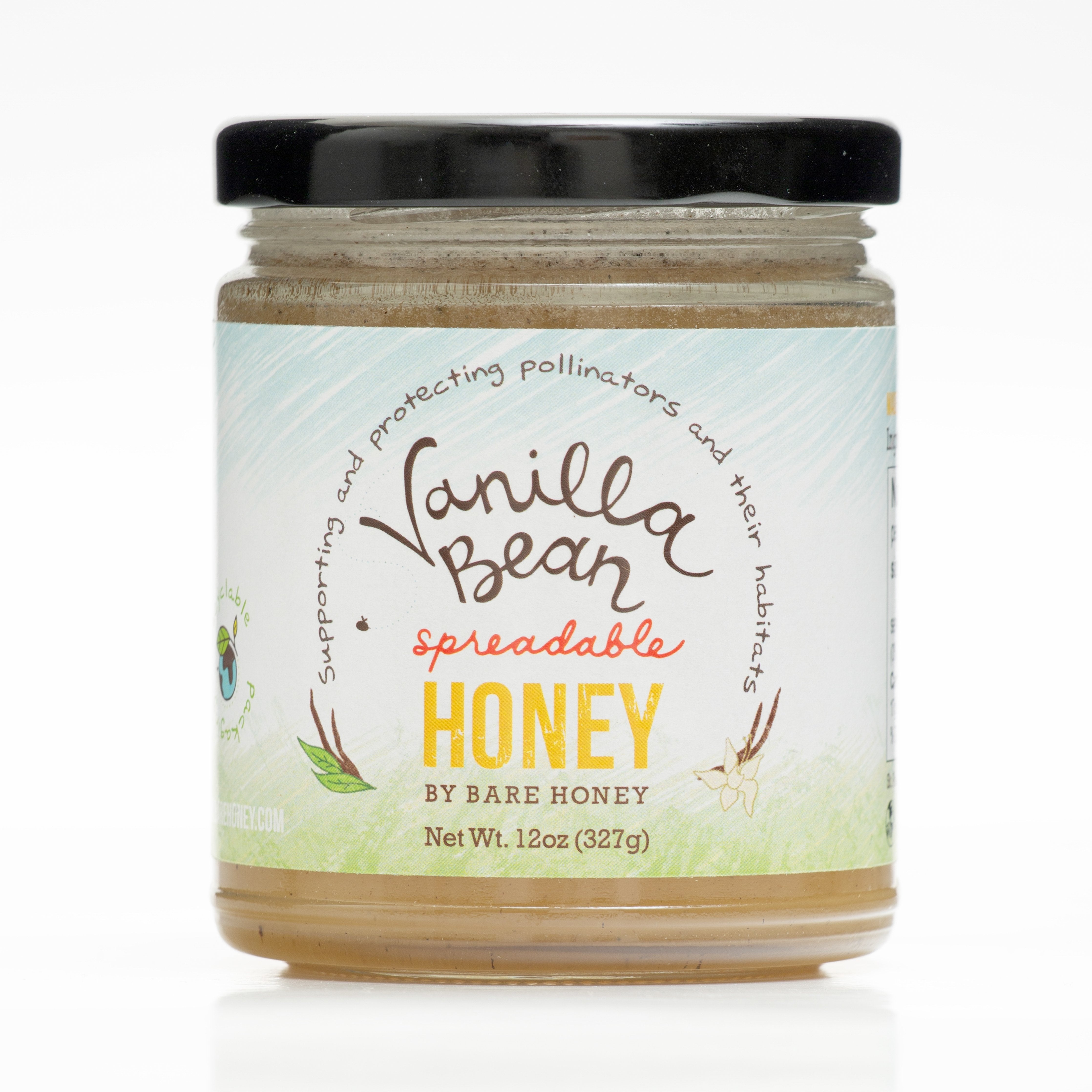Vanilla Bean Spreadable Honey 12 oz Glass Jar