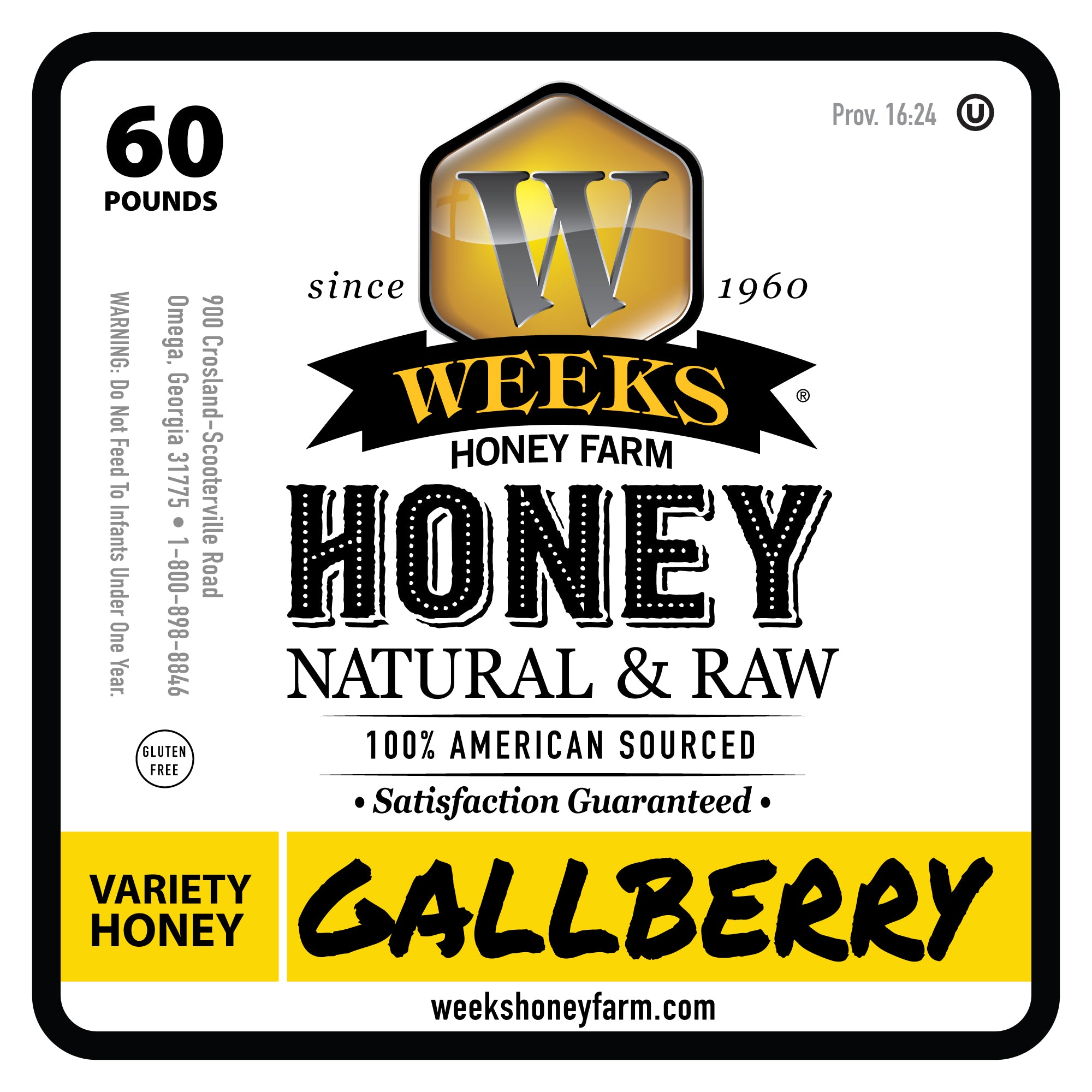 5 Gallon Bucket of Raw Honey | Weeks Honey Farm · Gallberry