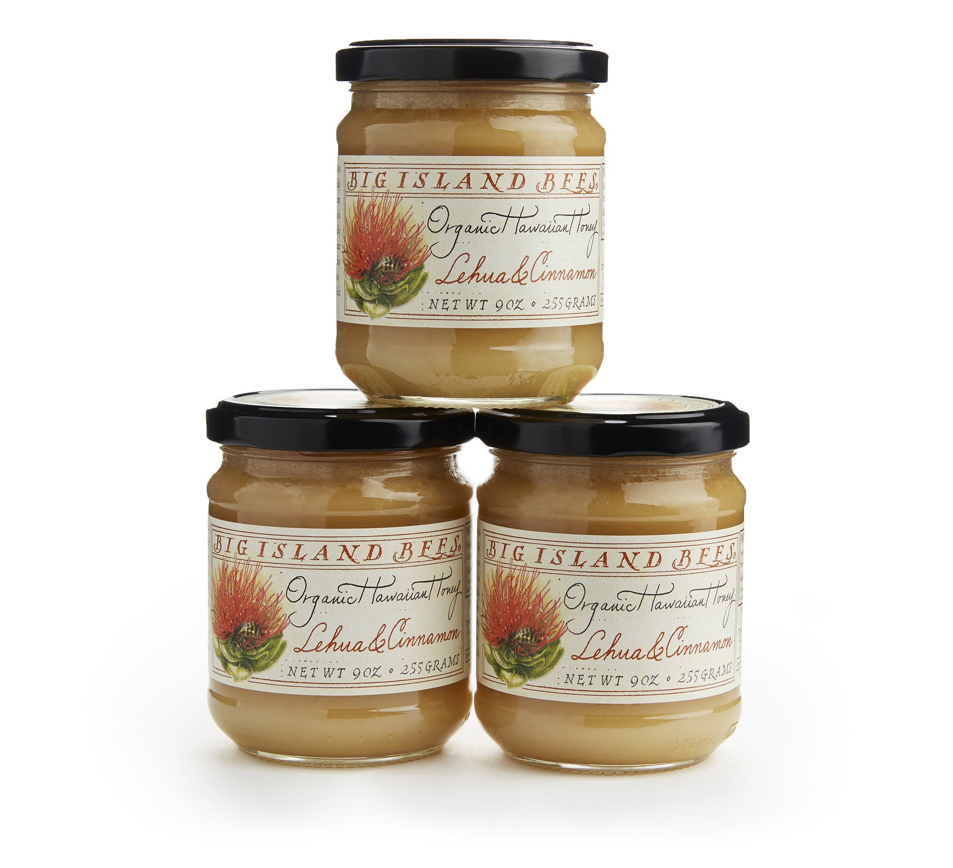 Organic Lehua & Cinnamon · 9 oz Glass Jar - 3 count