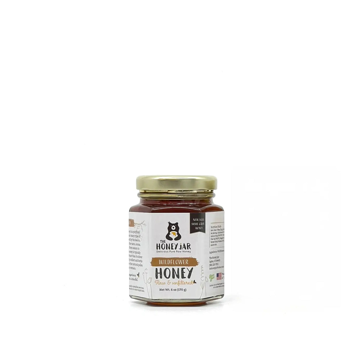 Utah Wildflower Honey - Raw and Unfiltered - 6 oz Hex · Single