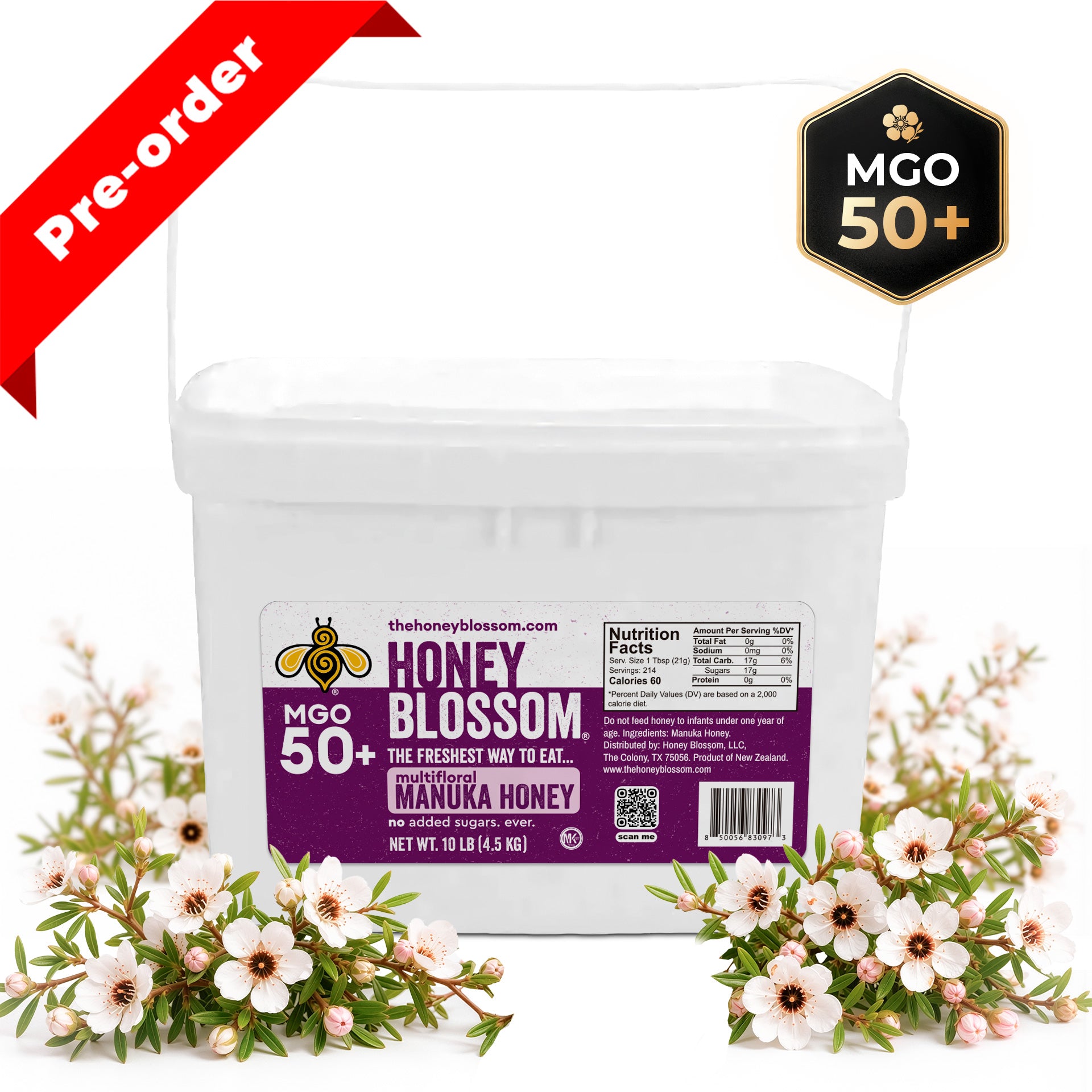 [PRE-ORDER] New Zealand MGO 50+ Multifloral Manuka Honey | 4.5 kg Bucket