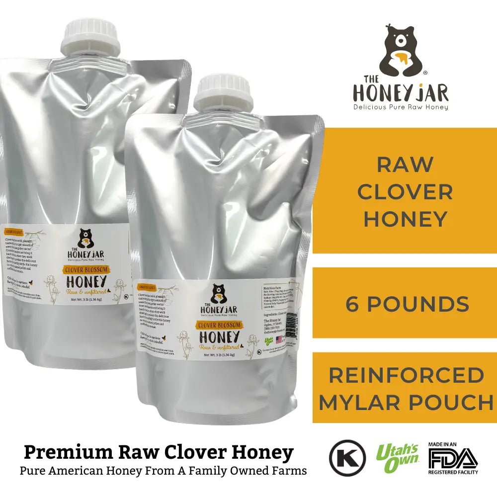 Clover Honey - Raw and Unfiltered - 1 Quart Squeezable Mylar Pouch (3lbs) · 2 Quarts (6 lbs) (SAVE 10%)