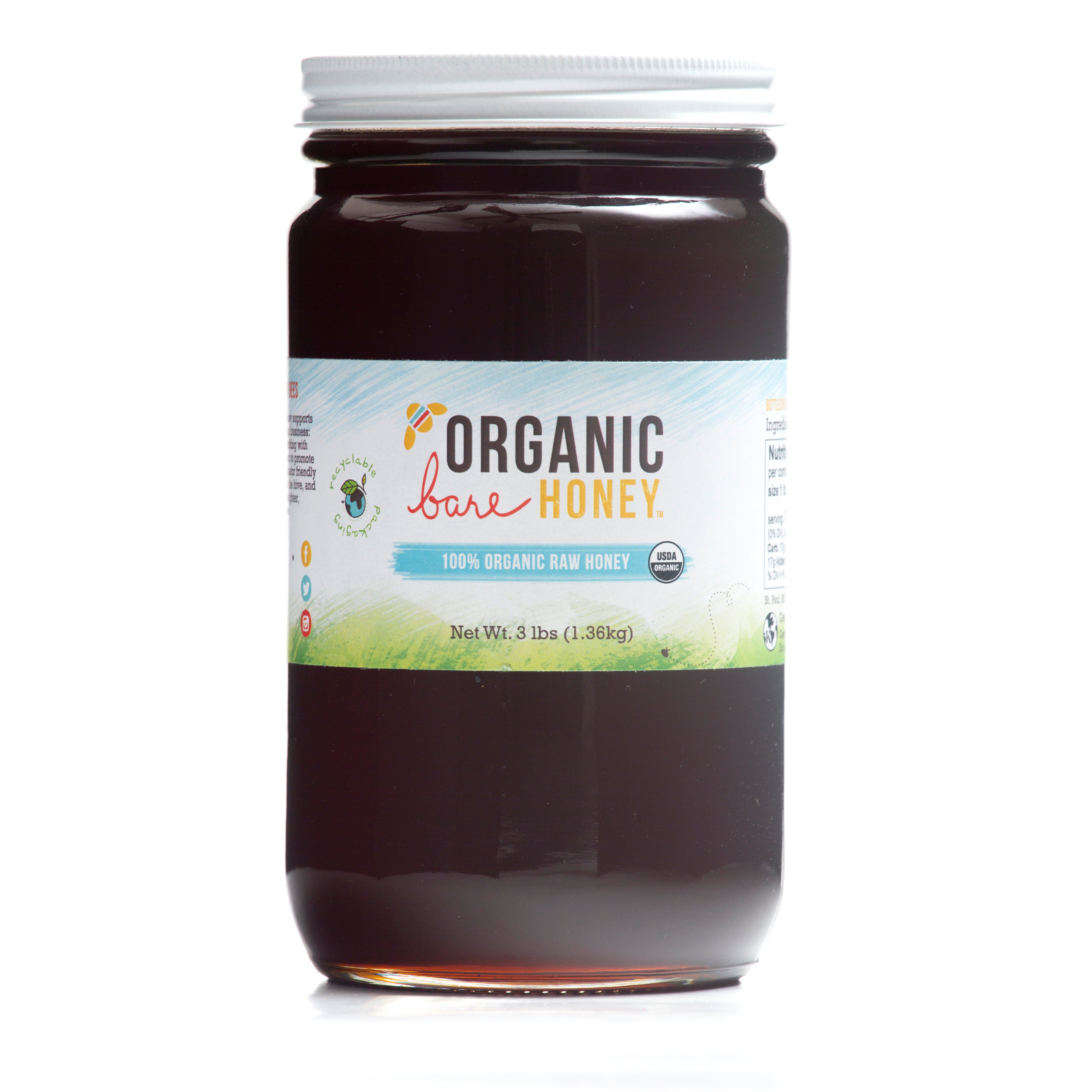Organic Bare Honey 48 oz Glass Jar